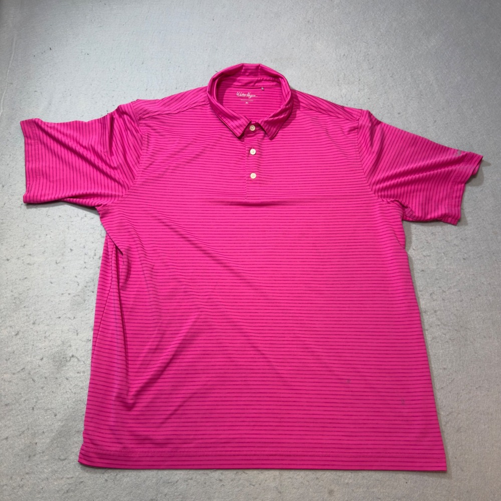 Walter Hagen Polo Shirt Mens XL Pink Good Striped Short Sleeve Golf Top - Picture 4 of 10